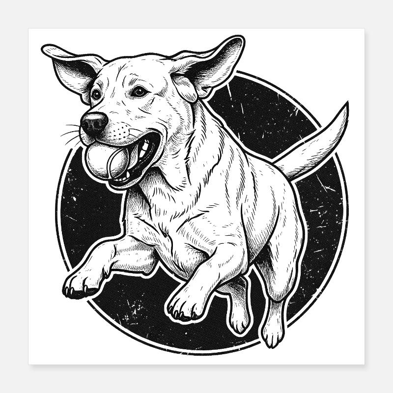 Springender Labrador - Vintage Design Poster 40x40 cm