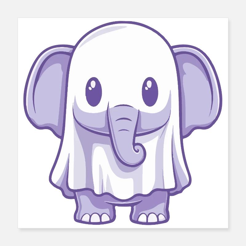 Elefant Halloween Geist Poster 40x40 cm