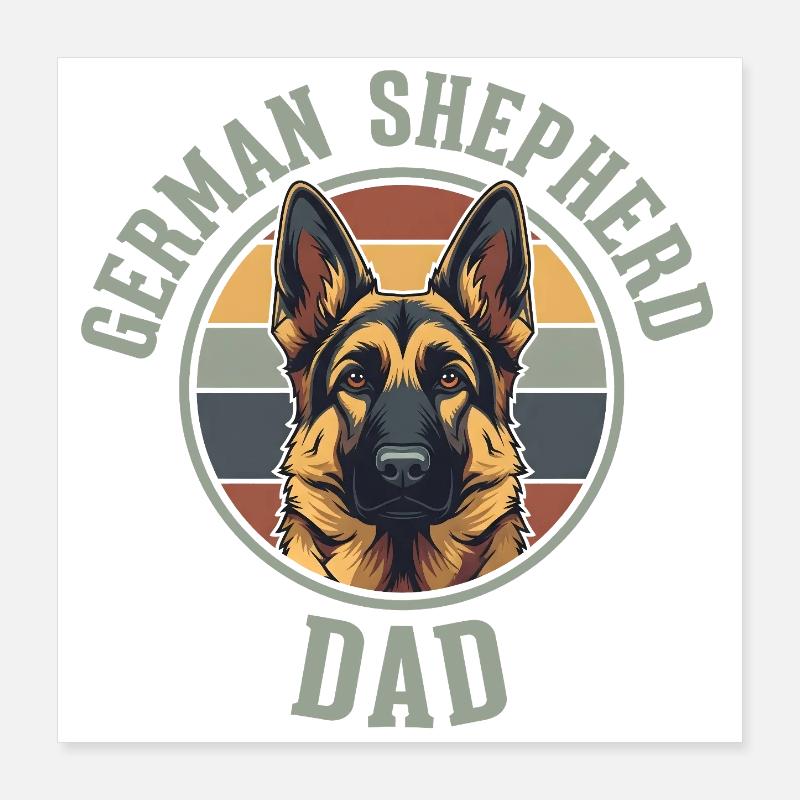 German Shepherd Dad Retro Emblem Hundepapa Poster 40x40 cm