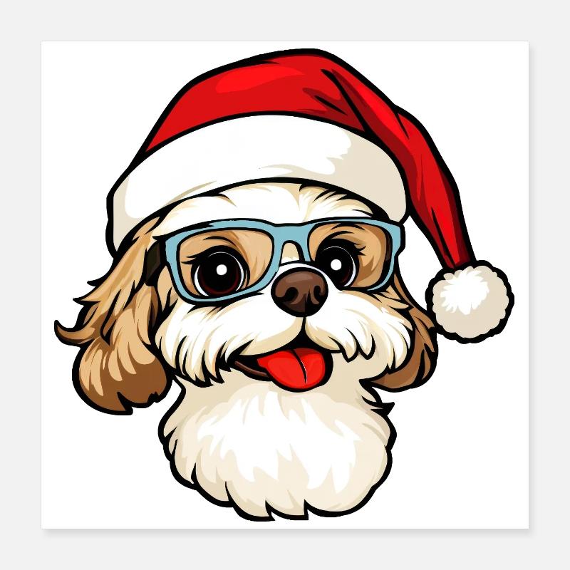Chiens Noël Poster 40 x 40 cm