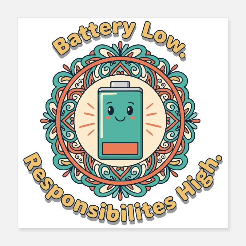 Battery Low Mandala Poster 16" x 16" (40x40 cm)