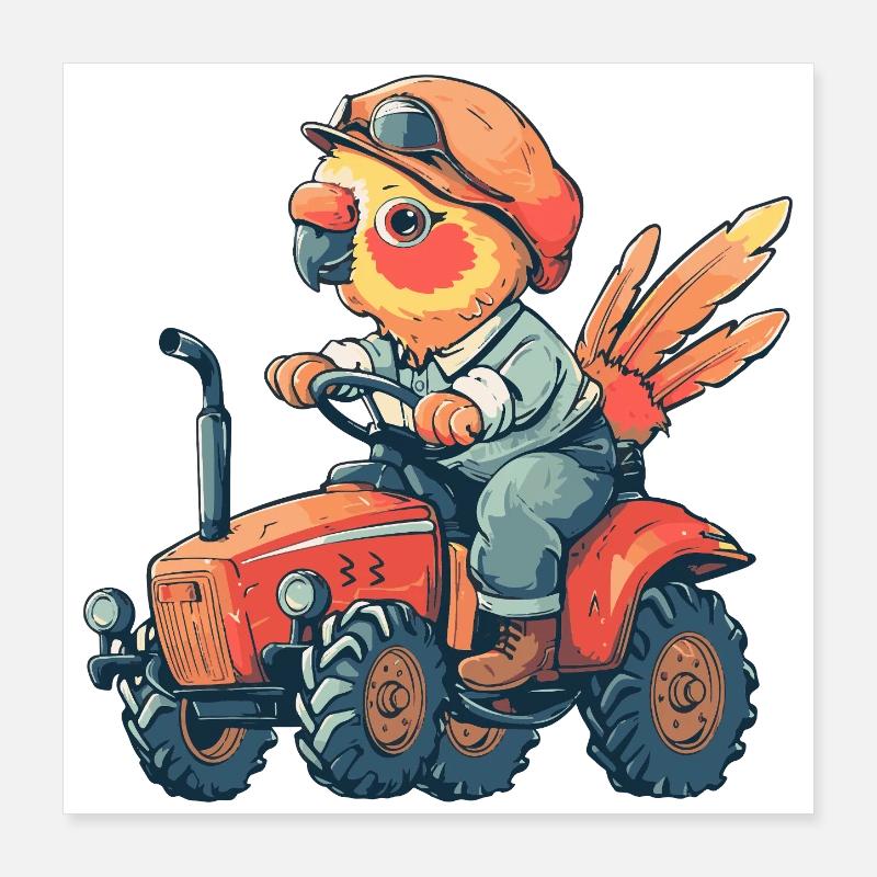 Éleveur de tracteurs perroquets Poster 40 x 40 cm