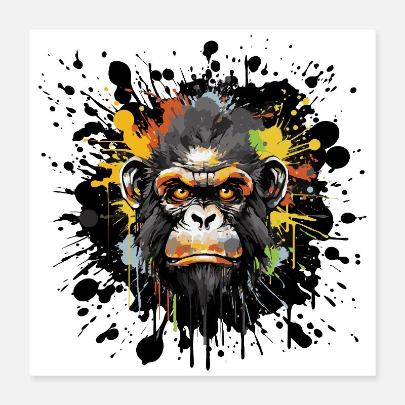 Graffiti Monkey Animal Poster 16" x 16" (40x40 cm)