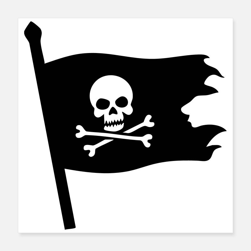 Pirate Skull Jolly Roger Poster 16" x 16" (40x40 cm)