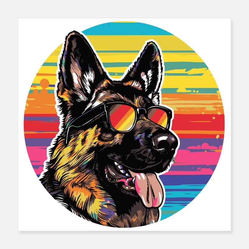 Hund  Sonnenbrille Poster 40x40 cm