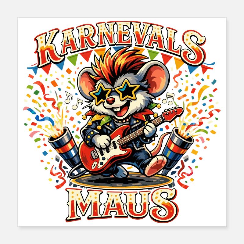 Kölner Karneval Maus Rock Alaaf Lustig Poster 40x40 cm