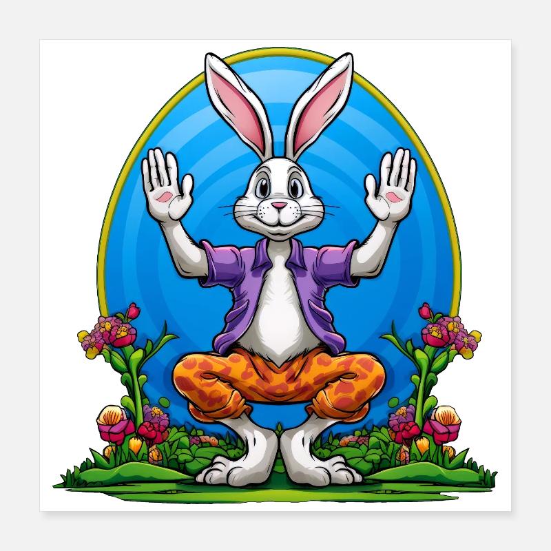 Yoga Easter Bunnies Poster 16" x 16" (40x40 cm)
