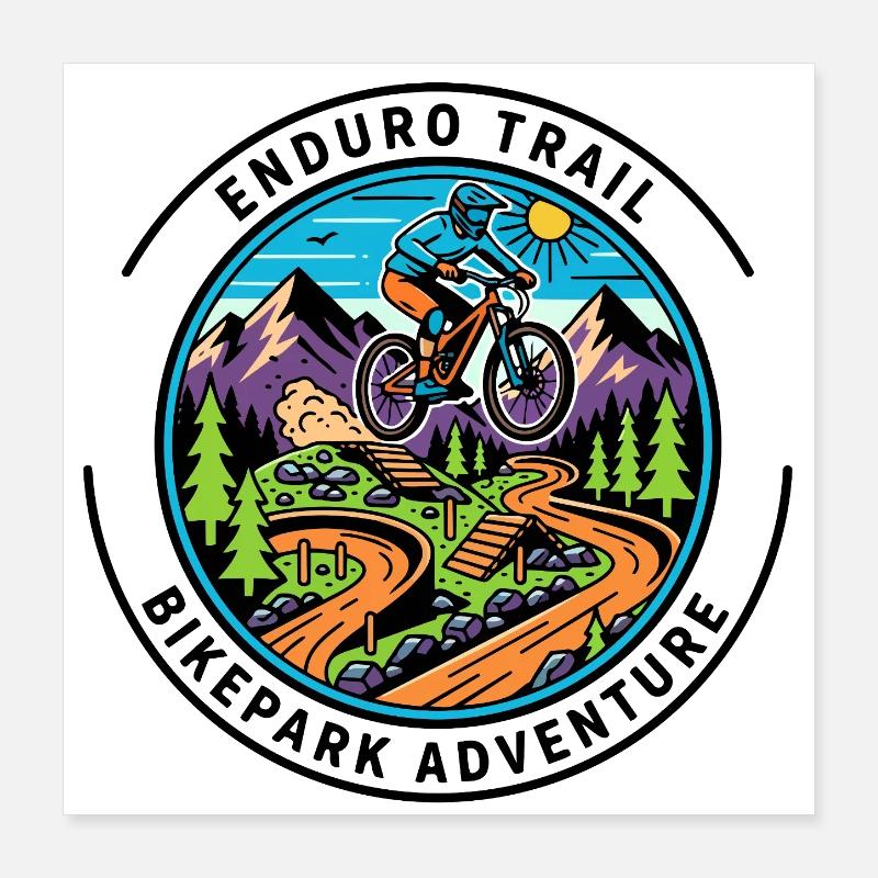 Mountain Path Cyclist Badge Poster 16" x 16" (40x40 cm)