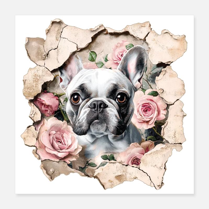 Bouledogue français Poster 40 x 40 cm