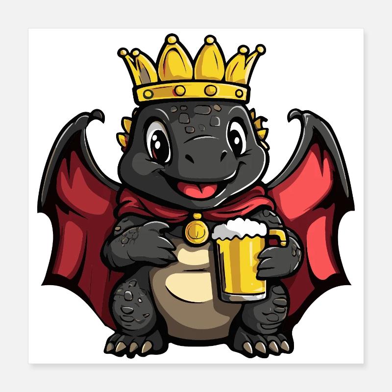 Dinosaur Stegosaurus Beer King Poster 16" x 16" (40x40 cm)