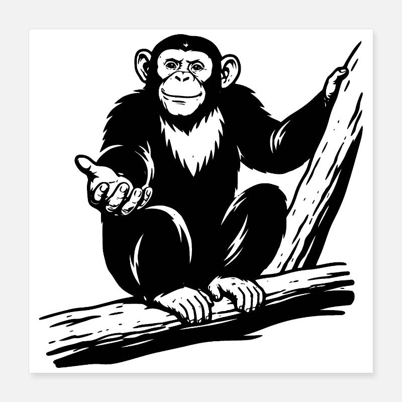 Chimpanzé Poster 40 x 40 cm