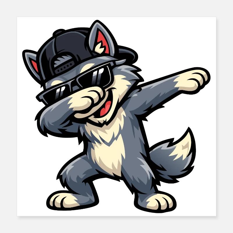 Dabbing Wolf Poster 40x40 cm