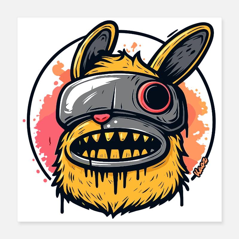 Neon Masked Bunny Monster Poster 16" x 16" (40x40 cm)