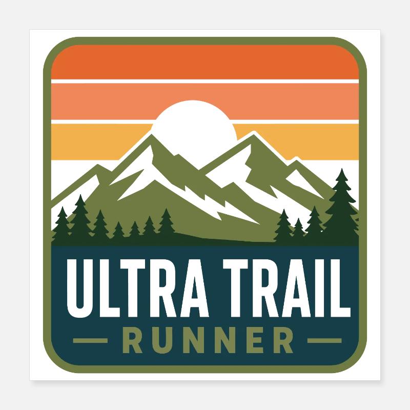Ultra Trail Runner Retro Mountain Patch Poster 40 x 40 cm