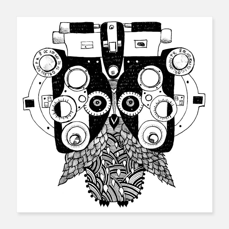 Phoropter Eule Augenoptik Optometrie Poster 40x40 cm