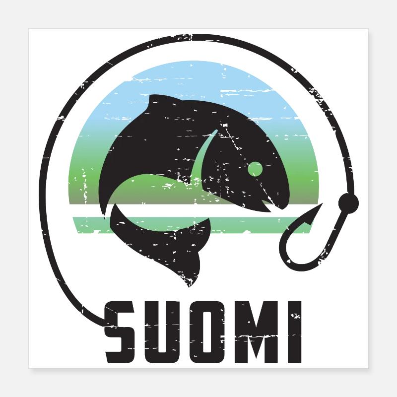 Vacances de pêche en Finlande Poster 40 x 40 cm