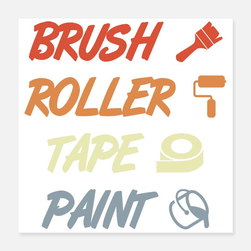 Brosse Rouleau Ruban Peinture Poster 40 x 40 cm