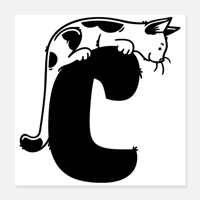 Lettre C du chat Poster 40 x 40 cm