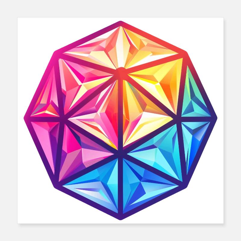 Geometric D20 D20 Cube – Fantasy RPG Poster 16" x 16" (40x40 cm)