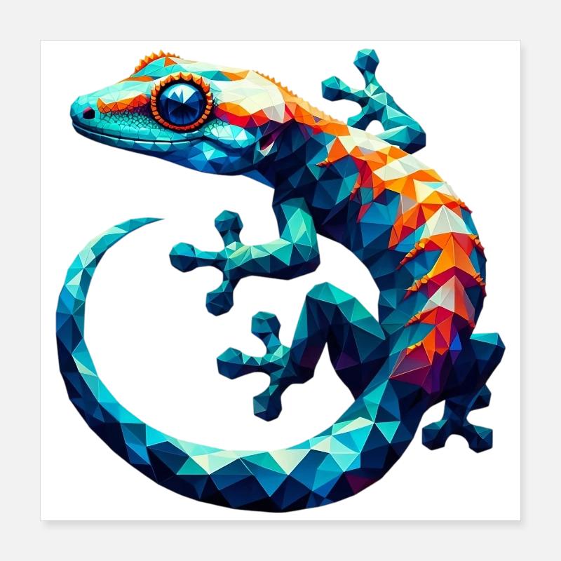 Polygonaler Gecko Poster 40x40 cm