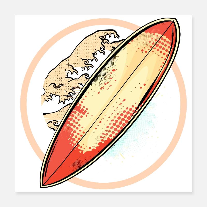 Graphiques de planche de surf Poster 40 x 40 cm