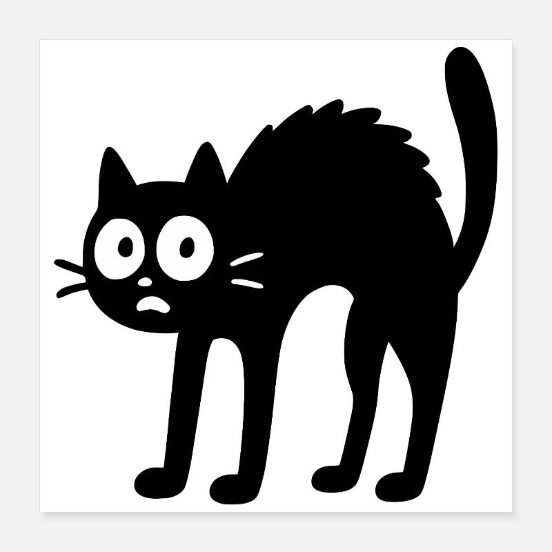 Chat noir - Conception de dessin animé amusant Poster 40 x 40 cm