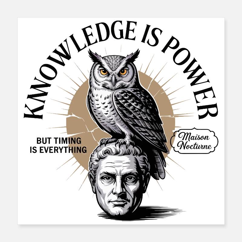 Owl Knowledge Wisdom Power Design Poster 16" x 16" (40x40 cm)