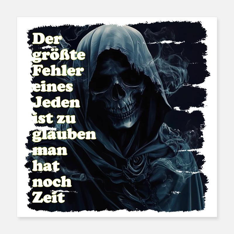 Dark skeleton face illustration Poster 16" x 16" (40x40 cm)