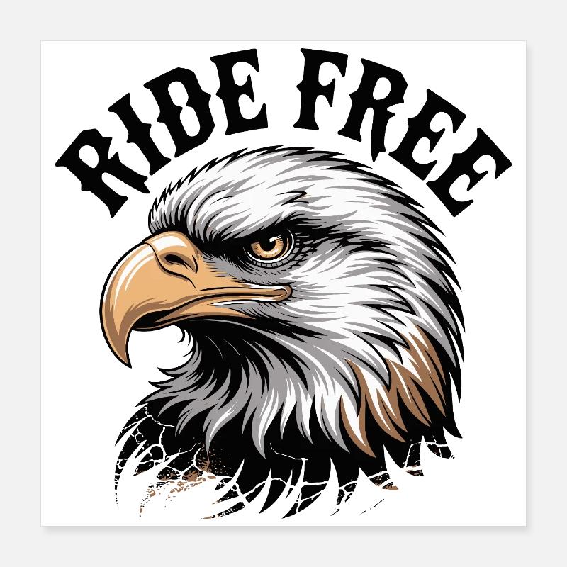 Eagle Head Ride Free-Emblem Poster 40x40 cm