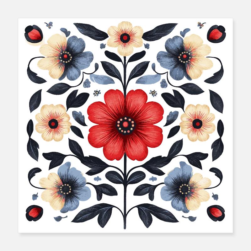 Nordic floral pattern Poster 16" x 16" (40x40 cm)