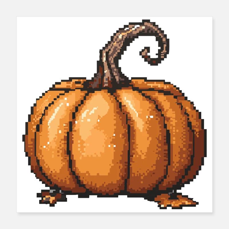 Pixel citrouille rétro Halloween Poster 40 x 40 cm