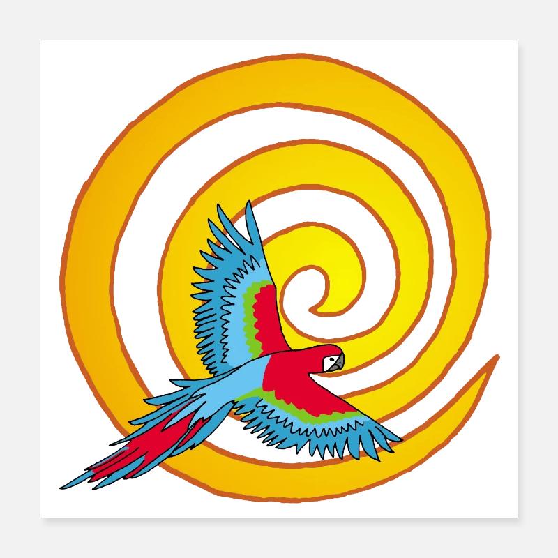 Die Sonne und der Vogel Poster 40x40 cm