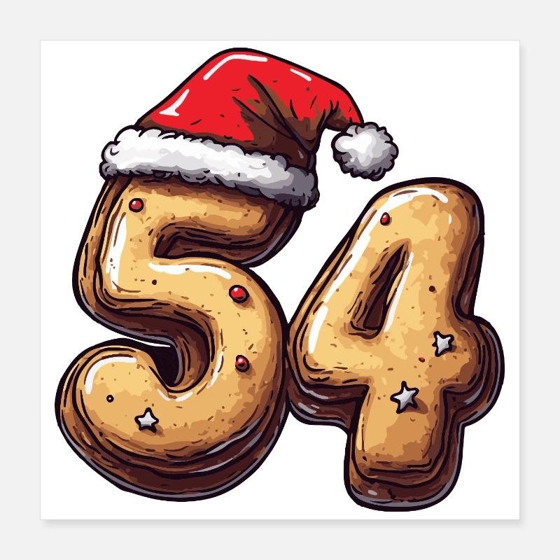Biscuit de Noël à 54 chiffres Poster 40 x 40 cm