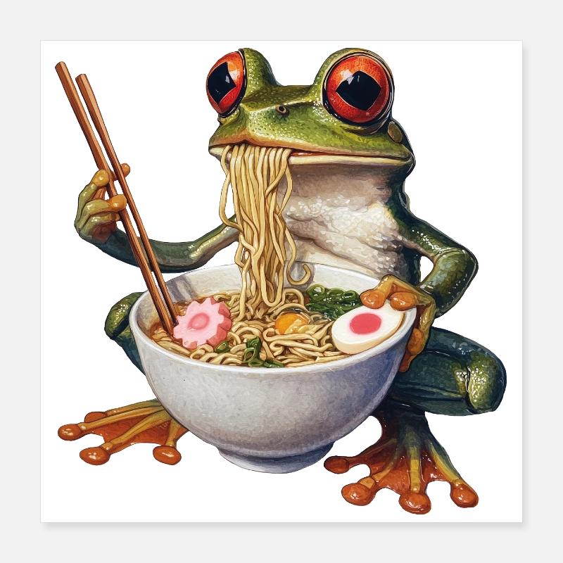 Frosch isst Ramen Poster 40x40 cm