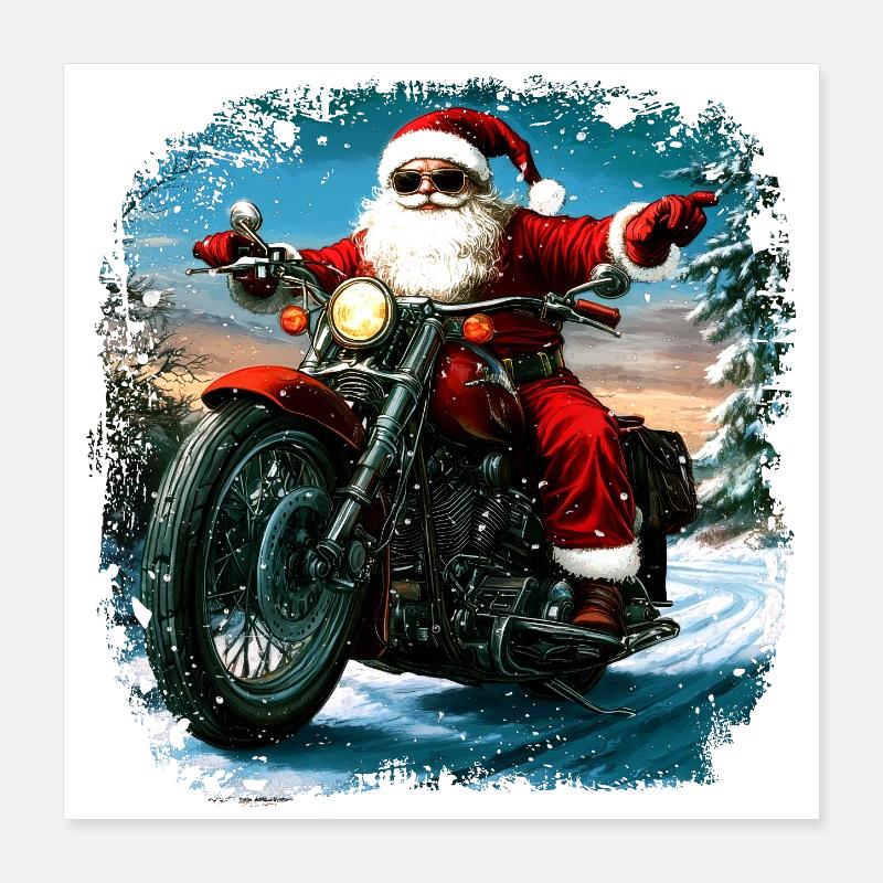 Motards Noël Poster 40 x 40 cm