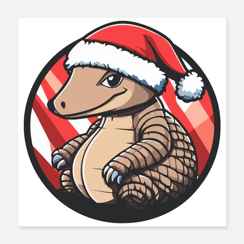 Armadillo with Santa hat Poster 16" x 16" (40x40 cm)
