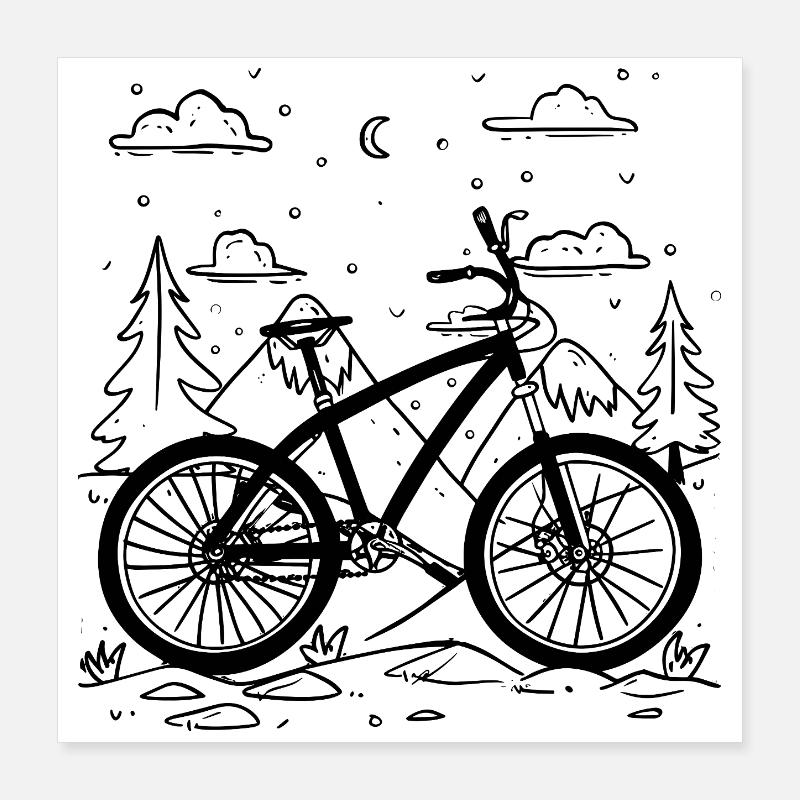 Mountainbiken Comic Stil Poster 40x40 cm