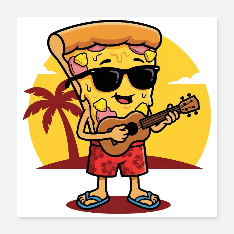 Gitarrist von Sunset Beach Pizza Poster 40x40 cm
