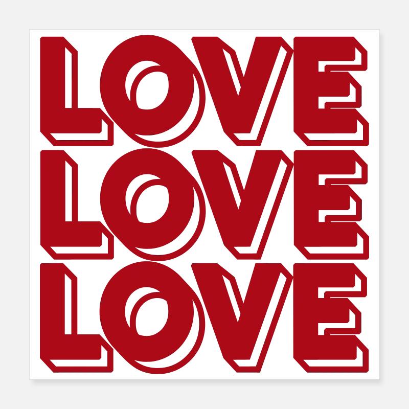 Typographie de l’amour rétro Poster 40 x 40 cm