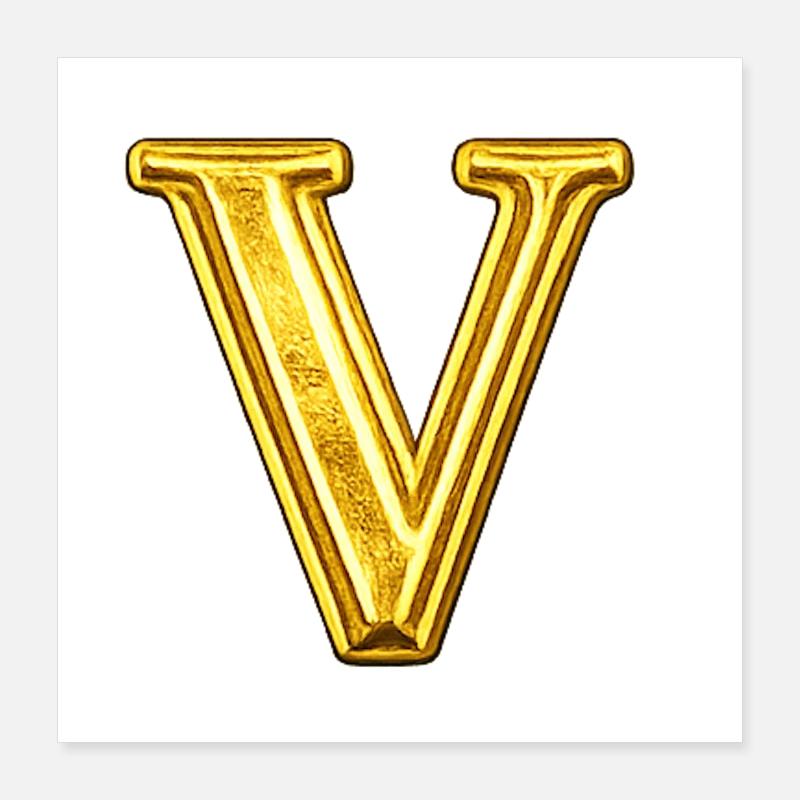 Monogramme V doré - Brillant Poster 40 x 40 cm