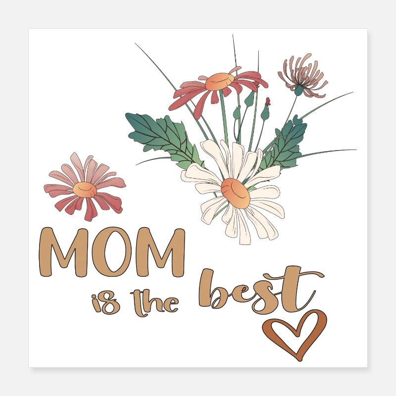 Beste Mama Blumenstrauß Poster 40x40 cm