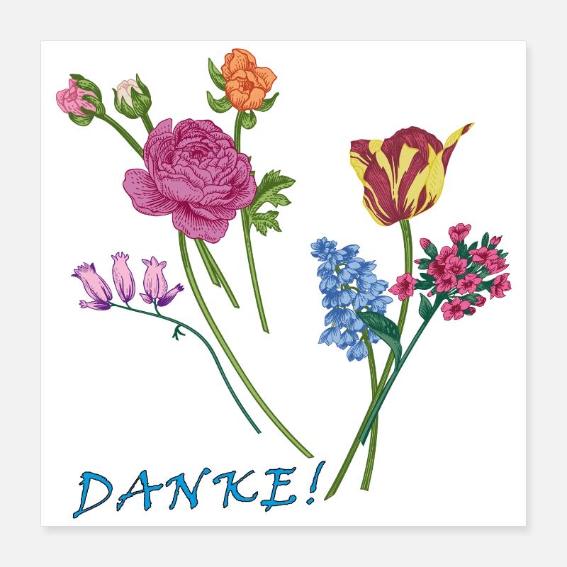 Danke mit einem Blumenstrauß  Poster 40x40 cm
