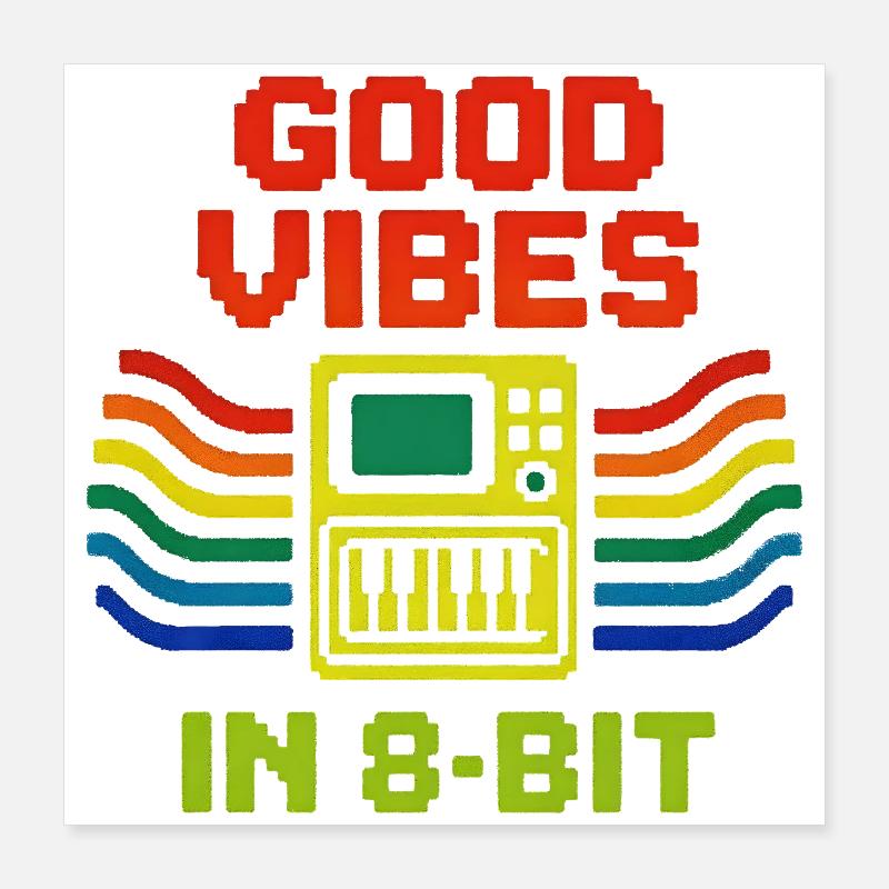 Gute Vibes in 8-Bit | Chiptune Retro Musik Poster 40x40 cm