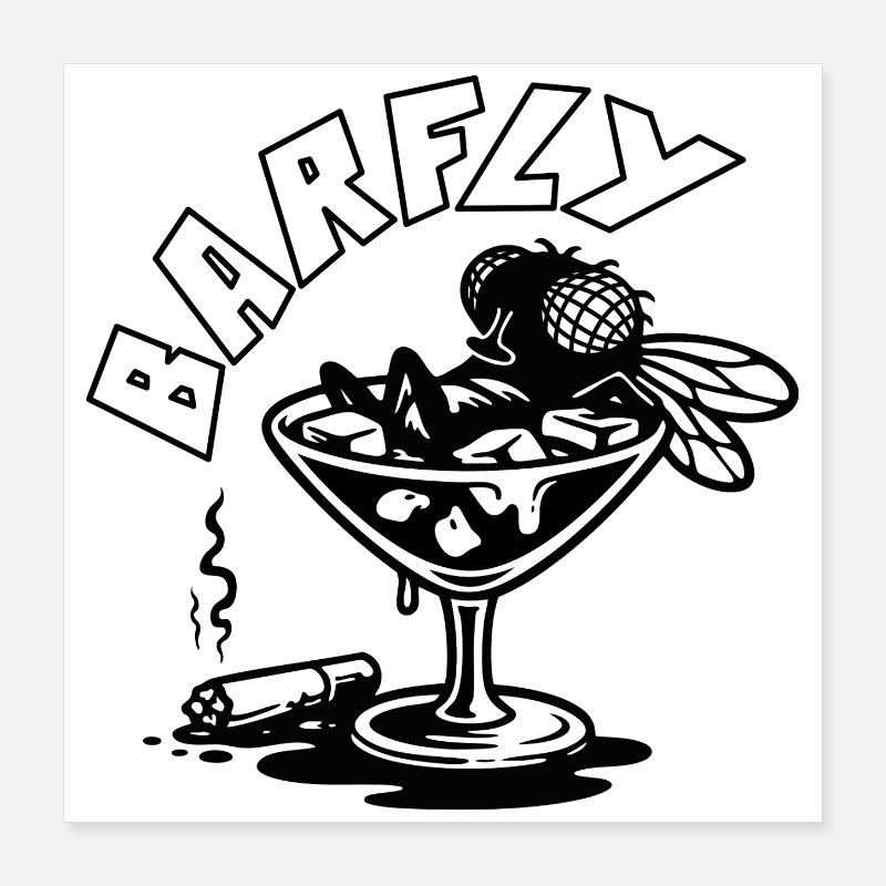 Fliege im Cocktailglas Poster 40x40 cm