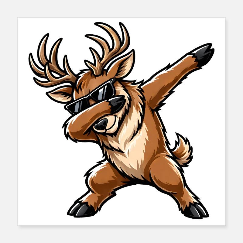 Dabbing Hirsch Poster 40x40 cm