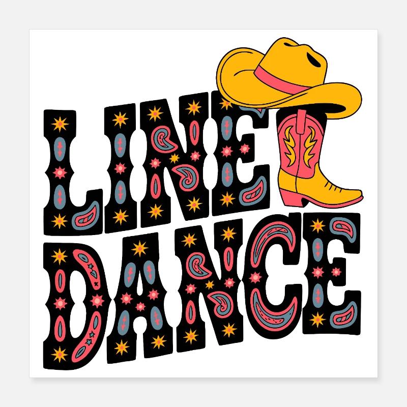 Neon Cowboy Boots Pattern Poster 16" x 16" (40x40 cm)