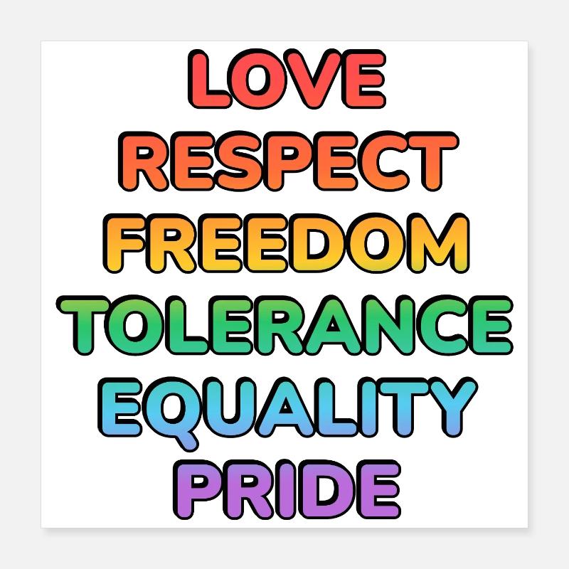 Pride Values Regenbogentext Poster 40x40 cm