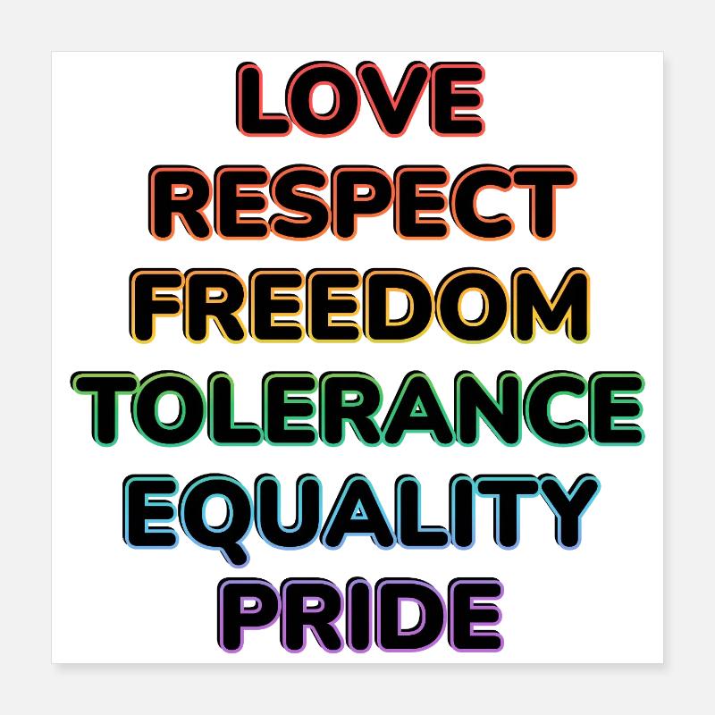 Fierté néon : Amour Respect Liberté Poster 40 x 40 cm