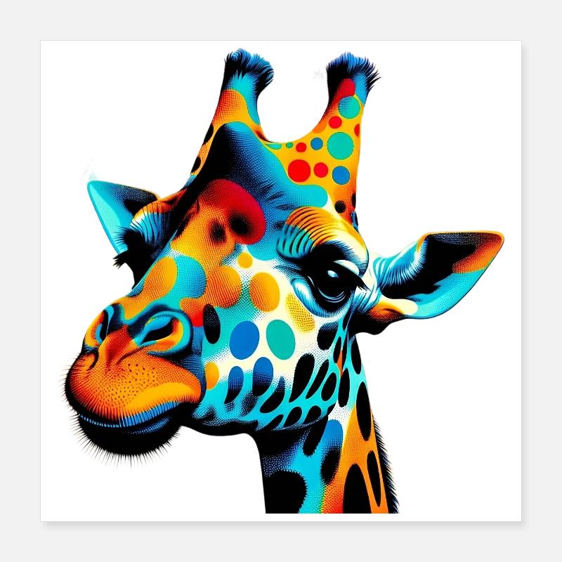 Giraffe Pop Art Poster 40x40 cm