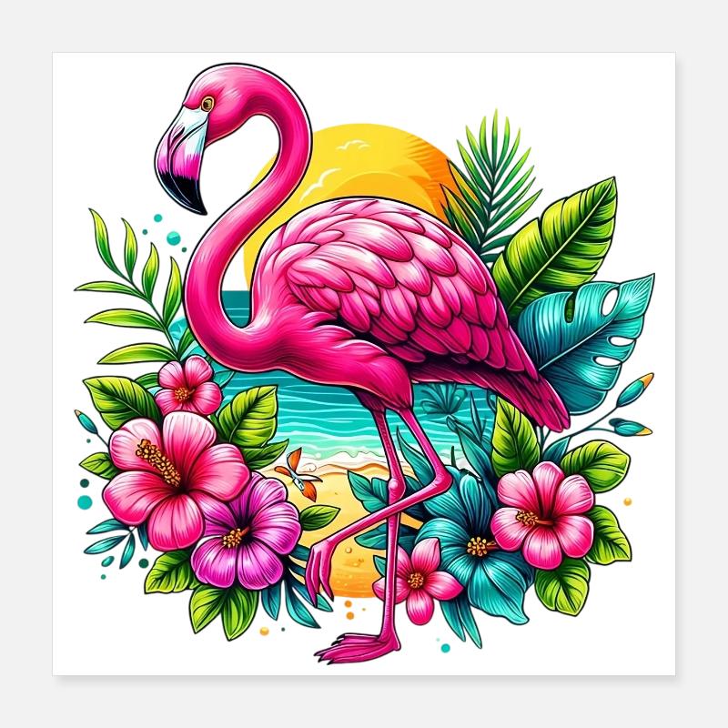 Flamant Poster 40 x 40 cm